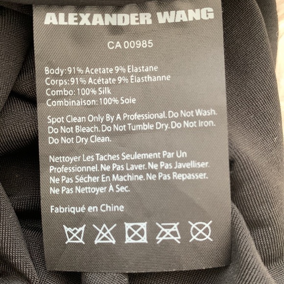 NWT Alexander Wang asymmetric black draped bodysuit sz M - Picture 6 of 8